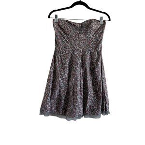 American Eagle Outfitters Women 2 Gray Ditsy Floral Strapless Fit & Flare Dress